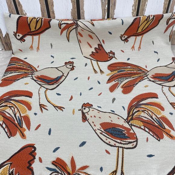 Chicken Throw Pillow Cover (Only) 21 1/2” x 20” Rust Tones Zip Closure - Picture 3 of 9